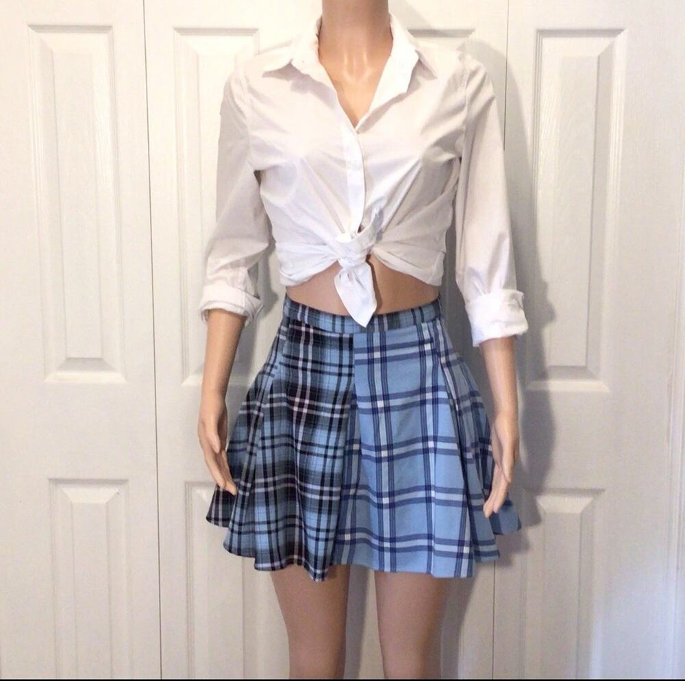 Women's Schoolgirl High Waist Skater Mini Skirt Flared Pleated Short Skirt Sz 3